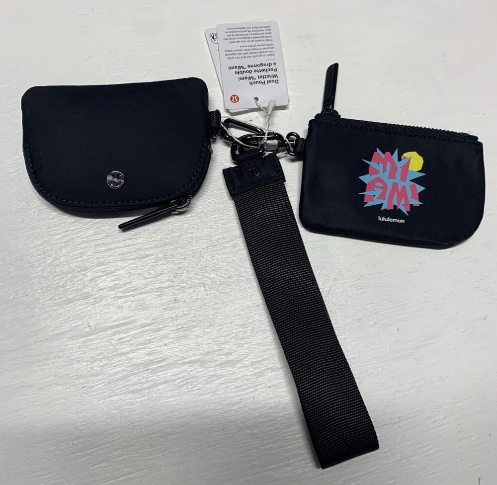 Exclusive Lululemon × Miami Collab Dual
Pouch Wristlet Black Rare Piece NWT